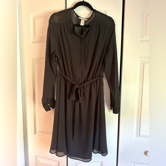 H&M Black Dress with Tie Belt size L - Picture 1 of 4
